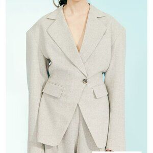 H and M Edition Light Gray Wool Blend Blazer S/S 2025 Small